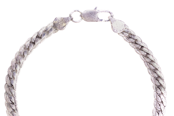 Silver bracelet showing tarnish