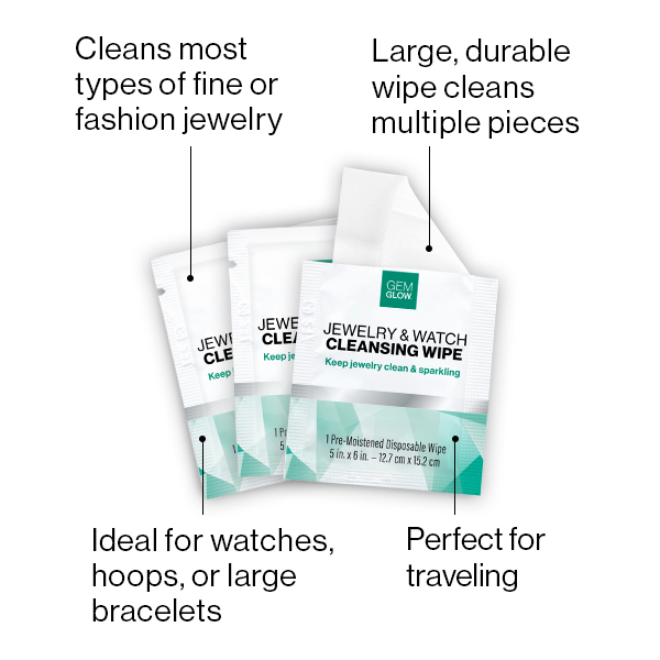 Gem Glow Jewelry & Watch Cleansing Wipe for cleaning most jewelry types