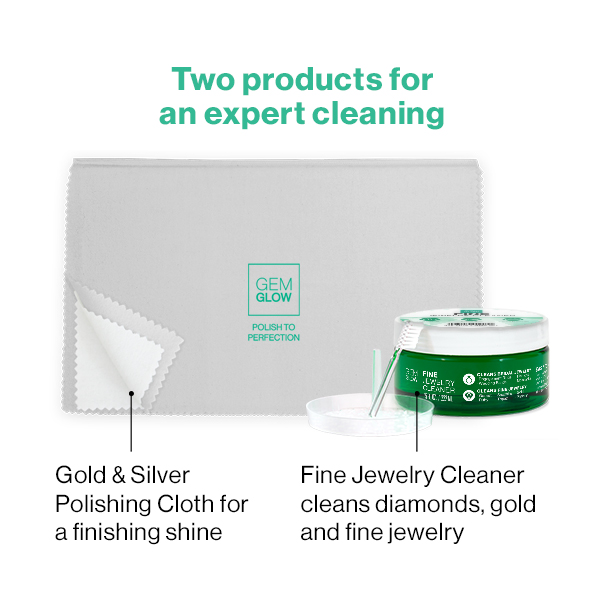 Gem Glow Fine Jewelry Cleaning Kit with Polishing Cloth and Jewelry Cleaner